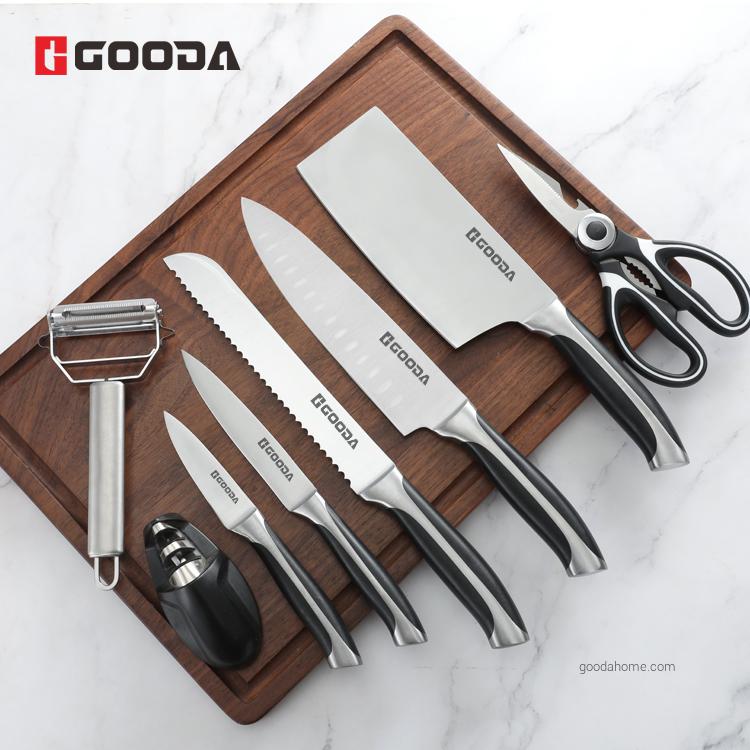 Ensemble de 7 couteaux de cuisine forgés avec manche en ABS
