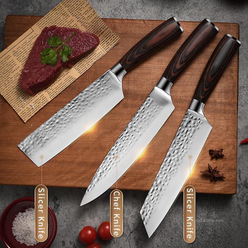 Ensemble de 3 couteaux de cuisine forgés en acier inoxydable