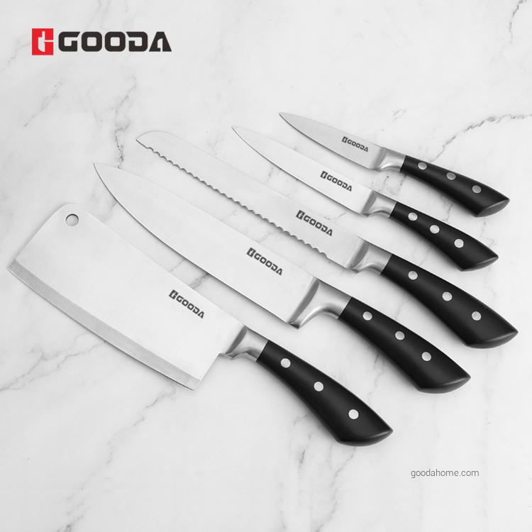 Ensemble de 5 couteaux de cuisine noirs à manche creux