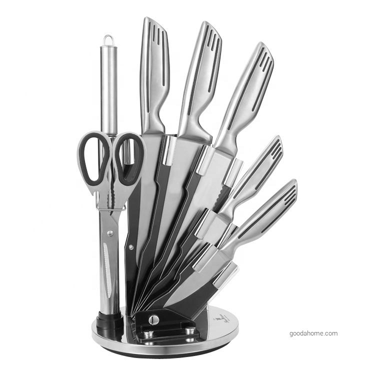 Ensemble de 8 couteaux de cuisine à manche creux avec bloc acrylique