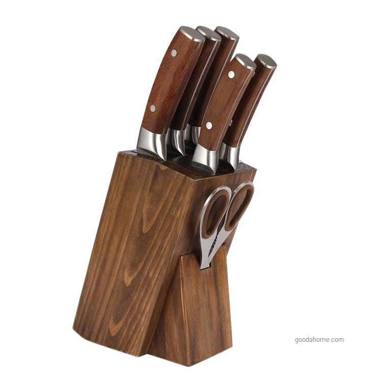 Ensemble de 7 couteaux de cuisine forgés avec manche en bois