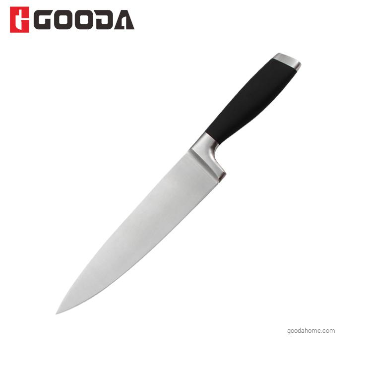 Ensemble de 7 couteaux de chef en acier inoxydable à manche creux avec bloc acrylique
